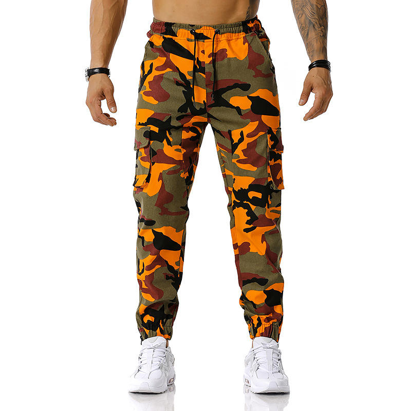 Mens Joggers New Red Camouflage Multi-Pockets Cargo Pants