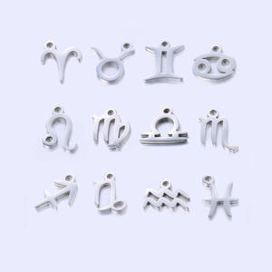 14k oro placcato Charm in acciaio inox Mini 6-9mm <span class=keywords><strong>segno</strong></span> <span class=keywords><strong>zodiacale</strong></span> costellazioni ciondolo per collana gioielli fai da te fare accessori - Product Image 2