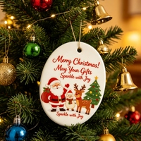 Joyeux Noël – Ornement de Noël en céramique pour photos de chiens et chats, production rapide par sublimation, pour commémorer votre compagnon de vie