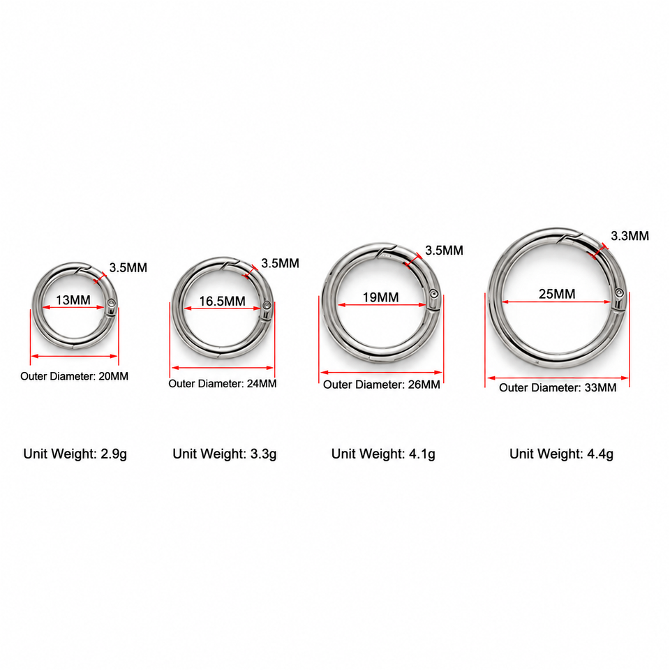 Push Button Spring Ring Buckle Metal Circular Bag Strap Connector ...