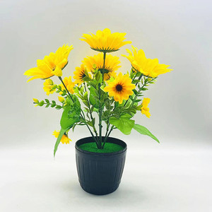 Planta Artificial de Girasol Qi Xing en Maceta de 27 cm, Flor de Seda para Decoración de Interiores, Maceta Verde - Product Image 1