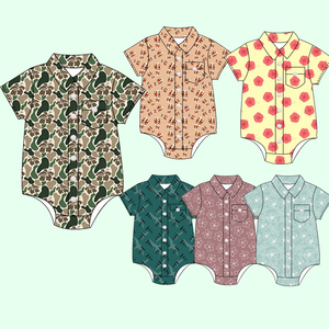 Combinaison d'été unisexe en soie de lait pour nouveau-nés, motif floral hawaïen, avec boutons, best-seller - Product Image 1