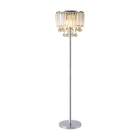 Lampadaire en cristal K9 3 lumières avec interrupteur au pied-Lampadaire moderne chromé pour salon, chambre à coucher, bureau