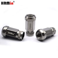 Écrou de roue HRmin en titane Gr.5, couleur argent, à extrémité ouverte rayée, avec siège conique flottant hexagonal de 17 mm, pour automobile, M12x1.25x45mm
