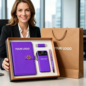 Ensemble de cadeaux d'affaires promotionnels personnalisés de luxe pour cadres hommes et femmes, clé USB, batterie externe, stylo, carnet - Product Image 1