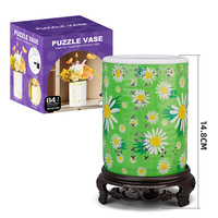 Vas Puzzle 3D Lintas Batas DIY Bahan ABS Dikemas dalam Kotak Dekorasi Rumah Ruang Tamu Rangkaian Bunga Hadiah Ulang Tahun Natal yang Sempurna untuk