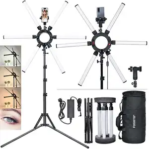 Super Star 6 Tubes makeup led photographic selfie circle ring light and Super star led camera light studio with tripod