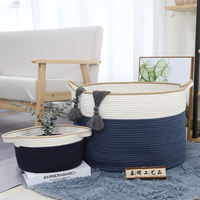 Panier en corde de coton très vendu, paniers de rangement de bureau, autres paniers de rangement et d'organisation pour la maison, panier à linge avec poignée