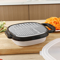 Râpe à légumes multifonctionnelle avec boîte de rangement, design portable, trancheuse, hachoir, râpe à gingembre et à fromage