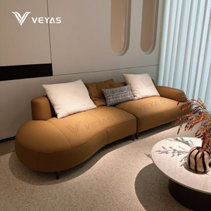 Sofá Modular de Cuero de Grano Completo Naranja Moderno de Última Moda, MOQ 1, Sofá Reclinable en Forma de S de Alta Gama de 2, 3 y 4 Plazas para el Hogar - Product Image 1