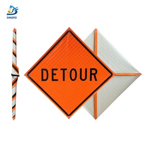 Vinyle Réfléchissant Temporaire Pliable Orange Durable Construction Roll Up Panneau de Signalisation Détour - Product Image 5