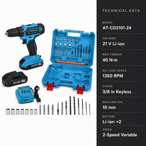 Ensemble de perceuses sans fil multifonctionnelles à batterie lithium, outils électriques portables, tournevis électrique, ensemble d'outils de perçage pour bricolage à domicile - Product Image 4
