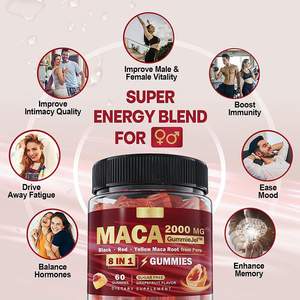 Maca gummies อาหารเสริมสมุนไพร gummies มังสวิรัติราก Maca ashwagandha เพื่อเพิ่มพลังงานสมดุลฮอร์โมนขยายสะโพกสะโพก - Product Image 3