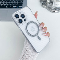 Couverture antichoc magnétique en fibre de carbone ultra-mince givrée translucide bande PC pour iphone 16 15 14 13 12