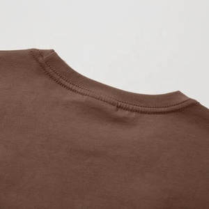 T-shirts pour hommes de grande taille à la mode T-shirt Boxy en coton T-shirt à épaules tombantes marron - Product Image 5