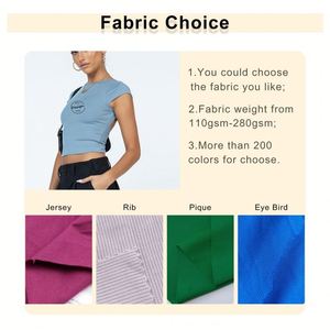 Camiseta personalizada, camiseta Sexy sin espalda, camisetas ajustadas recortadas de algodón de alta calidad para chica, camisetas bordadas de fábrica para mujer en blanco, camisetas sexuales - Product Image 2