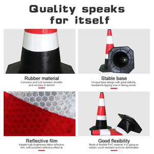 Cono de Tráfico de PVC de Alta Visibilidad, Marcador de Seguridad Vial Flexible con Franja Reflectante para Zonas de Construcción y Estacionamiento - Product Image 2