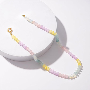 Vendita calda arcobaleno gemma collana di perline 4mm 8mm caramella pietra naturale con ciondoli oro collana di stratificazione in acciaio inox - Product Image 6