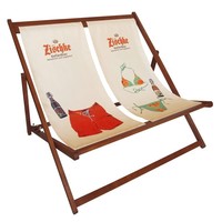 Chaise longue double en bois de hêtre avec dossier réglable et appui-tête confortable, pliable, idéale pour les vacances en bord de mer, vente directe usine