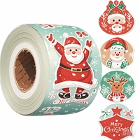 Rouleau d'autocollants de Noël avec impression de logo personnalisé Autocollants de Joyeuses Fêtes Étiquette en papier auto-adhésif
