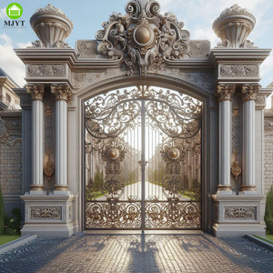 Puerta Foshan, puerta de empresa, diseño superior, Puerta de Hierro dorado wroug de lujo, Villa, castillo señorial, entrada exterior, puertas eléctricas de moda - Product Image 3