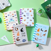 Carnet A5 à reliure champignon, 80 feuilles, 100 g/m², 4 motifs de chatons, pages lignées, papeterie scolaire pour étudiants, vente en gros