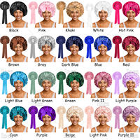 Bandeau ajustable pour cheveux, bonnet noir en satin de soie, bonnet de nuit avec lien pour femmes aux cheveux naturels