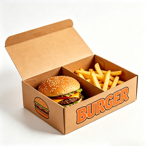 Cajas de Papel para Hamburguesas, Empaques para Comida Rápida, Hamburguesas, Sándwiches, Papas Fritas y Bocadillos para Llevar, Personalizadas al por Mayor - Product Image 4