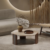 Table basse moderne créative en marbre Wabi-Sabi, luxe, en pierre naturelle, pour petit salon, en bois massif, usage domestique