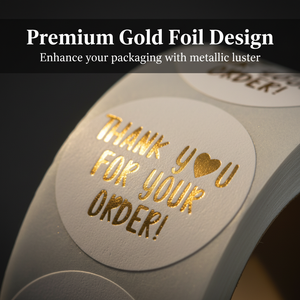 Custom Logo Stickers Self-Adhesive <b>Labels</b> Coffee Bakery Gift Flower Shop Foil <b>Packaging</b> Waterproof PLA Paper Easy Remove Gold - Product Image 3