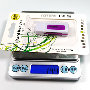 Lector de tarjetas 4 en 1 multifuncional USB2.0 compatible con tarjetas de memoria SD/TF/M2/MS diseño colorido Jade-venta al por mayor - Product Image 5