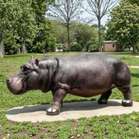 Sculpture d'hippopotame réaliste-Statue réaliste de bête de rivière en fibre de verre pour les parcs du zoo et du front de mer