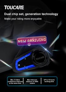 Casque Bluetooth Intercom <span class=keywords><strong>Moto</strong></span> TOUCARE V10, Intercom MESH pour 32 Personnes, Casque Intégral Imperméable et Anti-Bruit pour la Conduite - Product Image 2