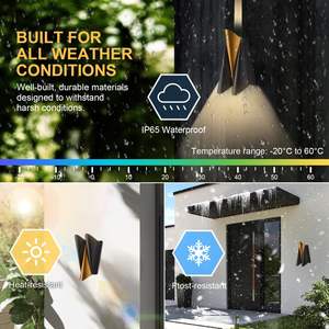 أضواء سوداء حديثة ، أو K لأعلى لأسفل الفناء ، أضواء جدارية تُثبت في الهواء الطلق الشمعانات لمدخل ساحة المنزل - Product Image 3