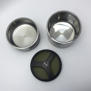 Stainless Steel Vacuum <b>Lunch</b> <b>Box</b> Double Layer Insulated Portable For Students Cylinder Shape With Plastic Lid - Product Image 4
