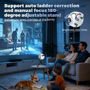 Mini Proyector Portátil con Forma de Balón de Fútbol, 180 ANSI Lúmenes, WiFi, Duplicación de Pantalla Inalámbrica 180 °   Escalera Automática Ajustable <span class=keywords><strong>Correc</strong></span> - Product Image 4