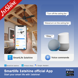 Ventilateur de plafond 1stshine, commande intelligente par application, pales en bois, moteur silencieux, ventilateur de plafond noir - Product Image 6