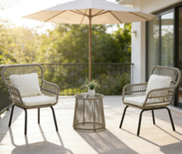 Offre Spéciale : Ensemble de 3 Chaises en Rotin pour Patio avec Table d'Appoint – Mobilier d'Extérieur pour Balcon et Jardin