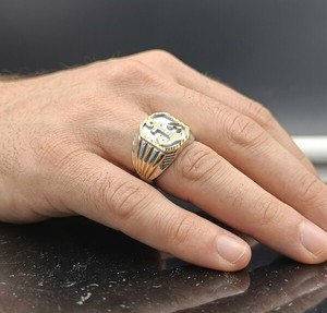 DIVYORO Nautical Anchor Heavy Signet <b>Ring</b> <b>Mens</b> Gold Plated 7g Fashion Jewelry Premium Copper Brass Classic Vintage Style Daily - Product Image 3