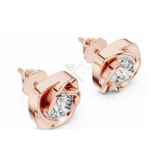 Boucles d'oreilles modernes avec serti en spirale et diamants ronds brillants, dotées de fermoirs à vis sécurisés, bijoux fins élégants et minimalistes - Product Image 6