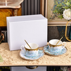 wholesale High-end blue bone china coffee tableware gift <b>box</b> packaging for gifts - Product Image 3