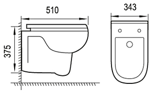 ORTONBATH <span class=keywords><strong>Toilette</strong></span> suspendue murale traditionnelle sans monture <span class=keywords><strong>Toilette</strong></span> suspendue en céramique sans monture avec housse de siège en PP - Product Image 6