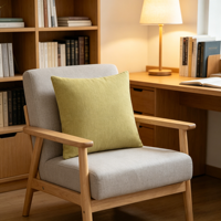 Einfarbiges Senfgelbes Leinen-Look Dekokissen Quadratisches Zierkissen mit PP-Baumwollfüllung für Sofa Bett Zuhause Hotel Individuelles Logo