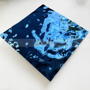 EX120 PVD Color Blue <b>Mirror</b> Water Wave Stainless Steel Stamped Ripple <b>Sheet</b> for Wall Panel Ceiling Decoration - Product Image 1