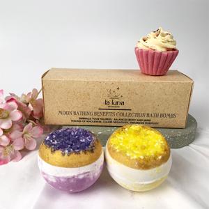 OEM Gift Paper Box Custom Round Cupcake Bath Bomb Fizzy Private Label Natural Bath Bombs Gift Bathbombs Set