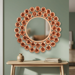 Round Bohemian Decorative Mirror With Gold Leaf Frame Handmade Brass Wall Mirror For Home Decor - Product Image 3