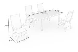 AJUNION Table à manger de jardin extensible 4 places chaises pliantes cadre en aluminium de luxe dessus en <span class=keywords><strong>bois</strong></span> ensemble table à manger et chaises d'extérieur - Product Image 3
