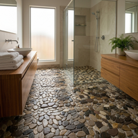 Carrelage Mosaïque Galets Polis Style Méditerranéen 30x30cm Antidérapant Durable Écologique pour Sol de Salle de Bain Mur de Douche Extérieur