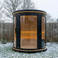 Cabine de sauna extérieure ronde personnalisée en bois massif pour jardin, sauna extérieur, spa, maison de sauna pour usage commercial et domestique
