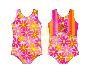 2024 Nieuwe Custom Bulk Baby Meisjes Badpak Een Stuk Kids Bikini Strandpak Romper Schattige Print Badmode